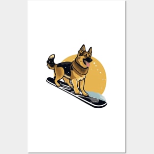 Ride with a Purpose: Snowboarding German Shepherd Design that Plants Trees Posters and Art